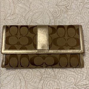 Coach Gold Checkbook Wallet